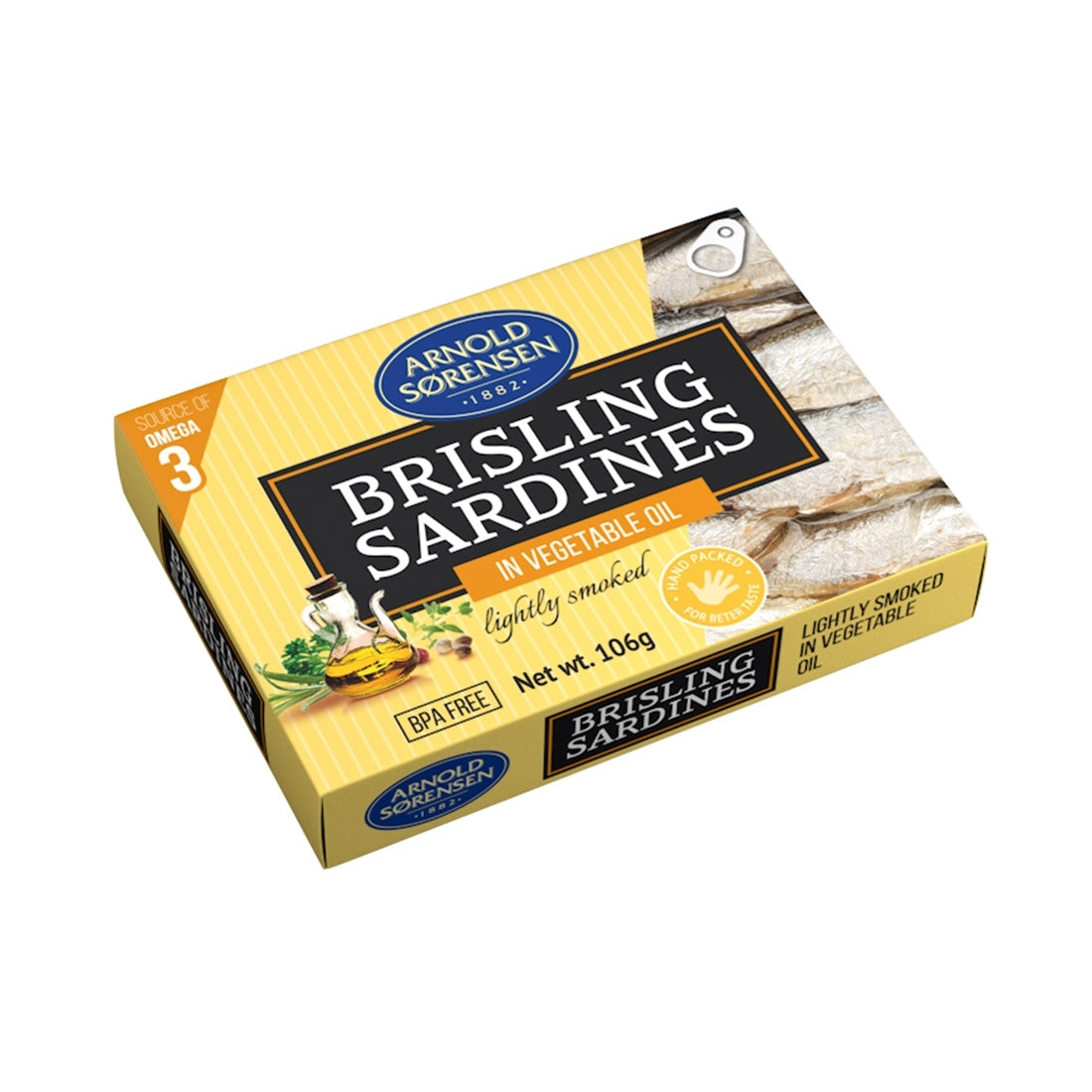 Brisling Sardines in Veg Oil 106g - Arnold Sorensen