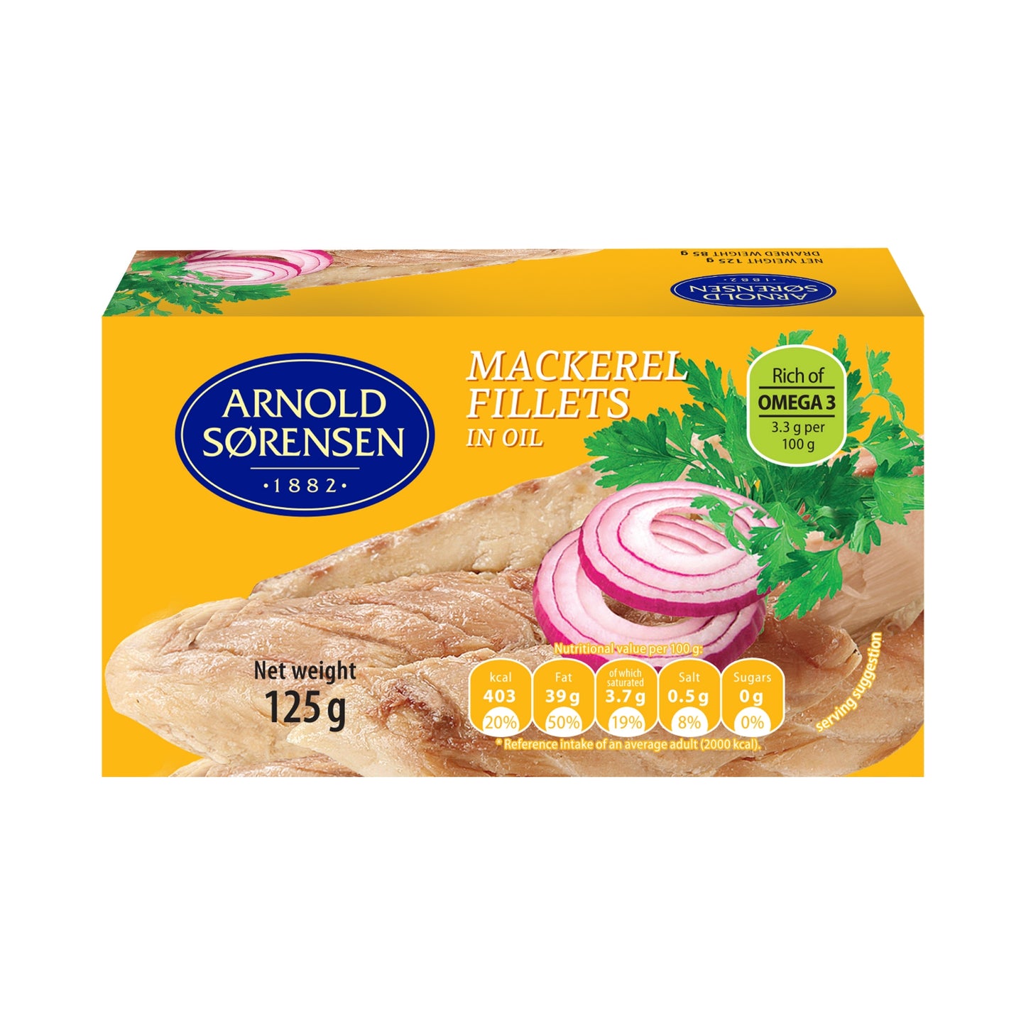 Mackerel Fillets in Oil 125g - Arnold Sorensen