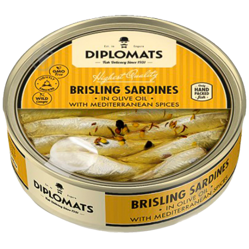 Brisling Sardines in Olive oil with Mediterranean spices 160g - Diplomats