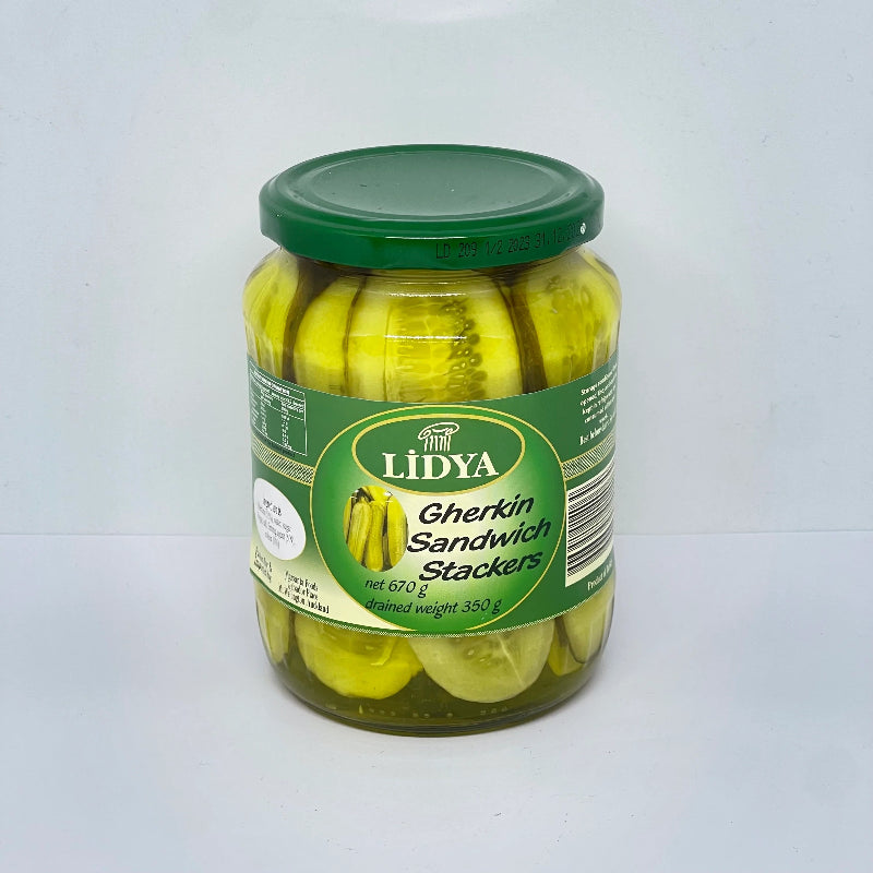 Gherkin Sandwich Stackers 670g - Lidya