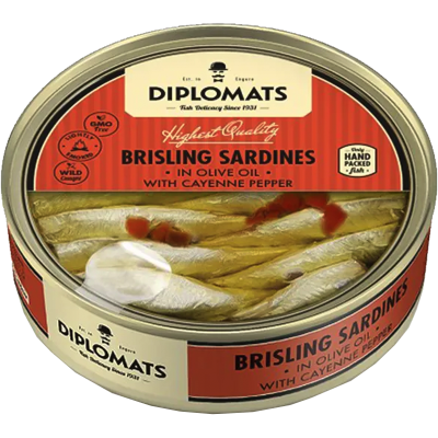 Brisling Sardines in Olive oil with Cayenne Pepper 160g - Diplomats
