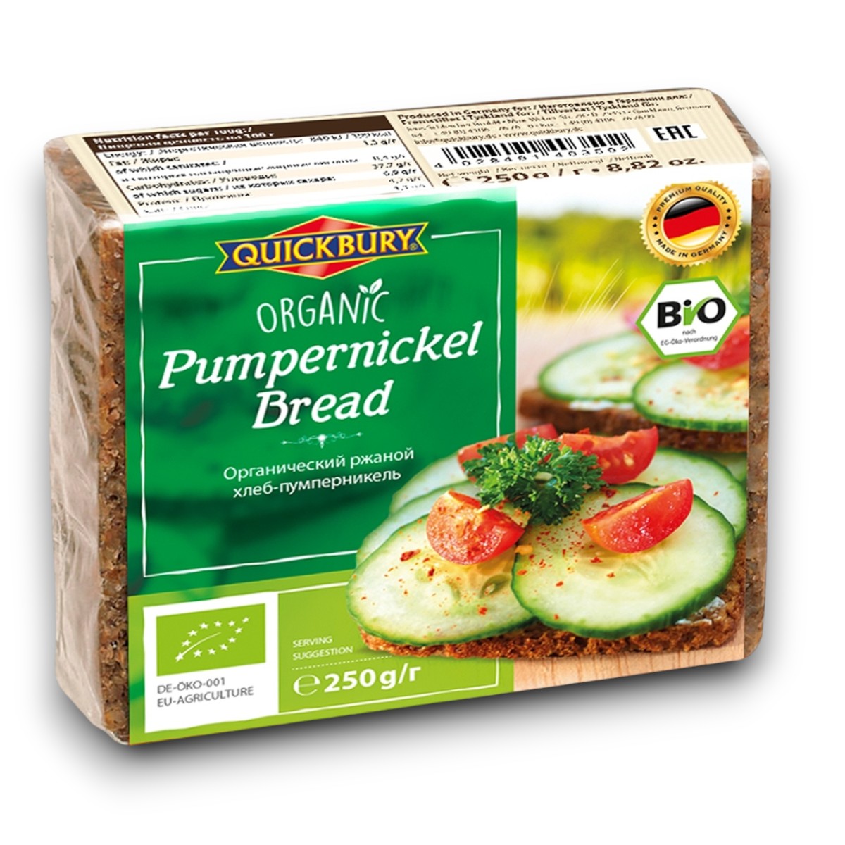 Pumpernickel Bread Organic 250g - Quickbury