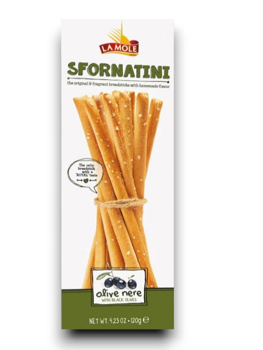 Breadsticks with Black Olives 120g - La Mole
