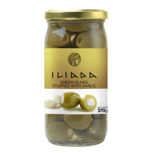 Green Olives Stuffed with Garlic 370g - Iliada