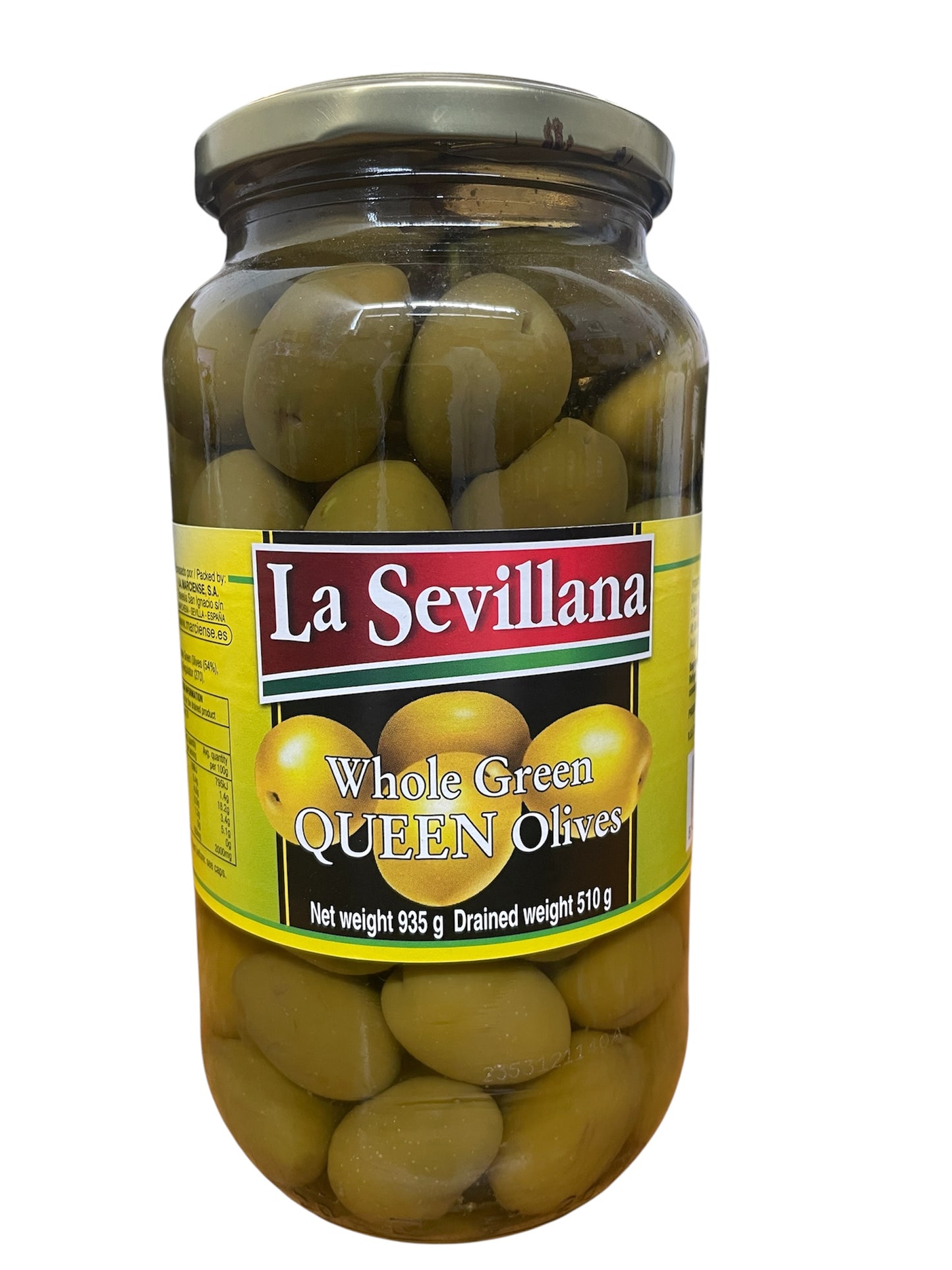 Whole Green Queen Olives 935g - La Sevillana