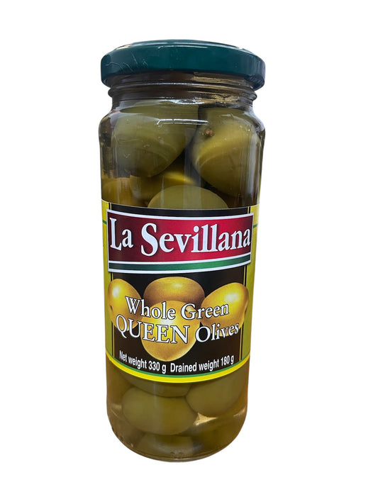 Whole Green Queen Olives 330g - La Sevillana