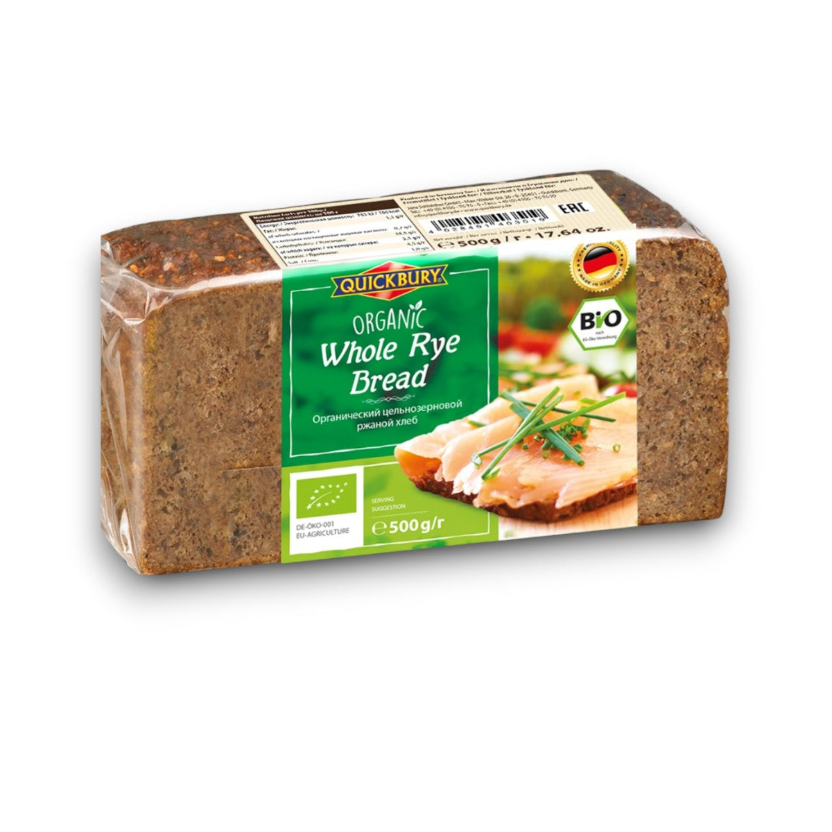 Whole Rye Bread Organic 500g - Quickbury
