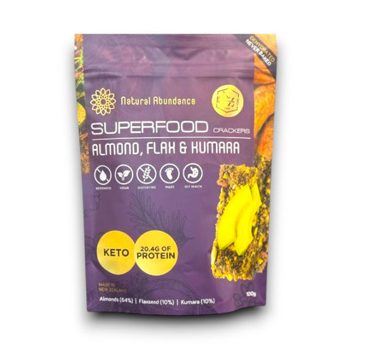 Superfood Crackers (Almond, Flax & Kumara) 100g - Natural Abundance