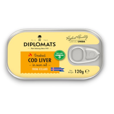Smoked Cod Liver in own oil 120g - Diplomats
