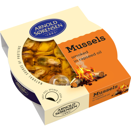 Mussels smoked in rapeseed oil 120g - Arnold Sorensen