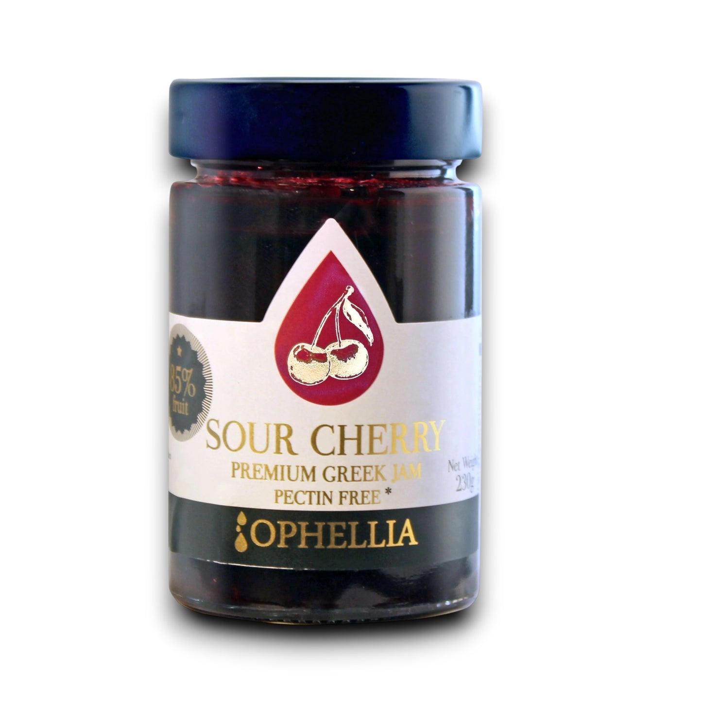 Sour Cherry Premium Greek Jam 230g (Pectin Free) - Ophellia